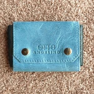 Otto Angelino Blue and Black Leather Card Holder